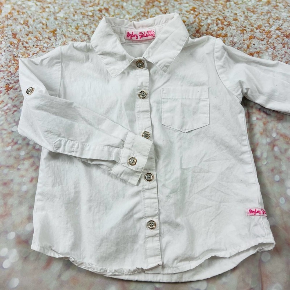 3T Girls White Button up Shirt